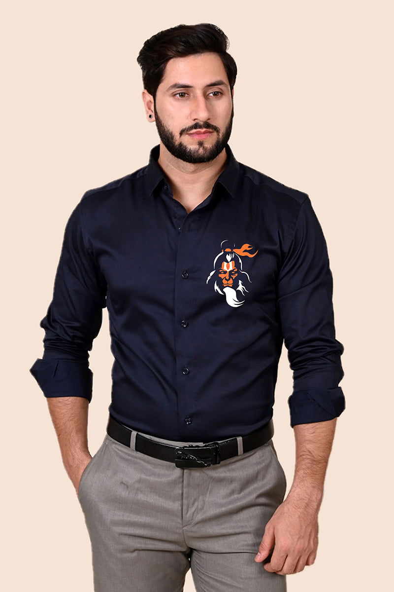 Kesari Nandan Navy Handpainted Shirt