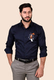 Kesari Nandan Navy Handpainted Shirt
