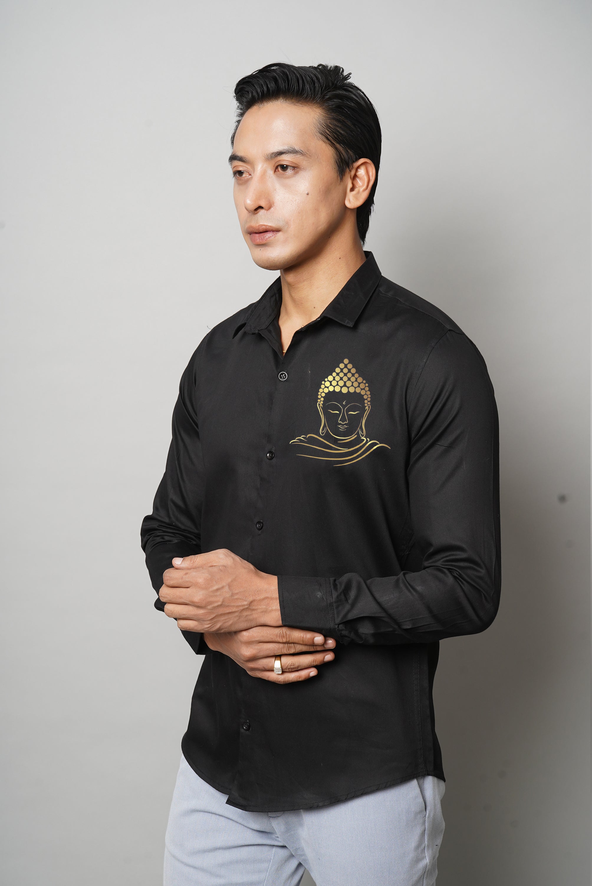 Golden Buddha Handpainted Shirt