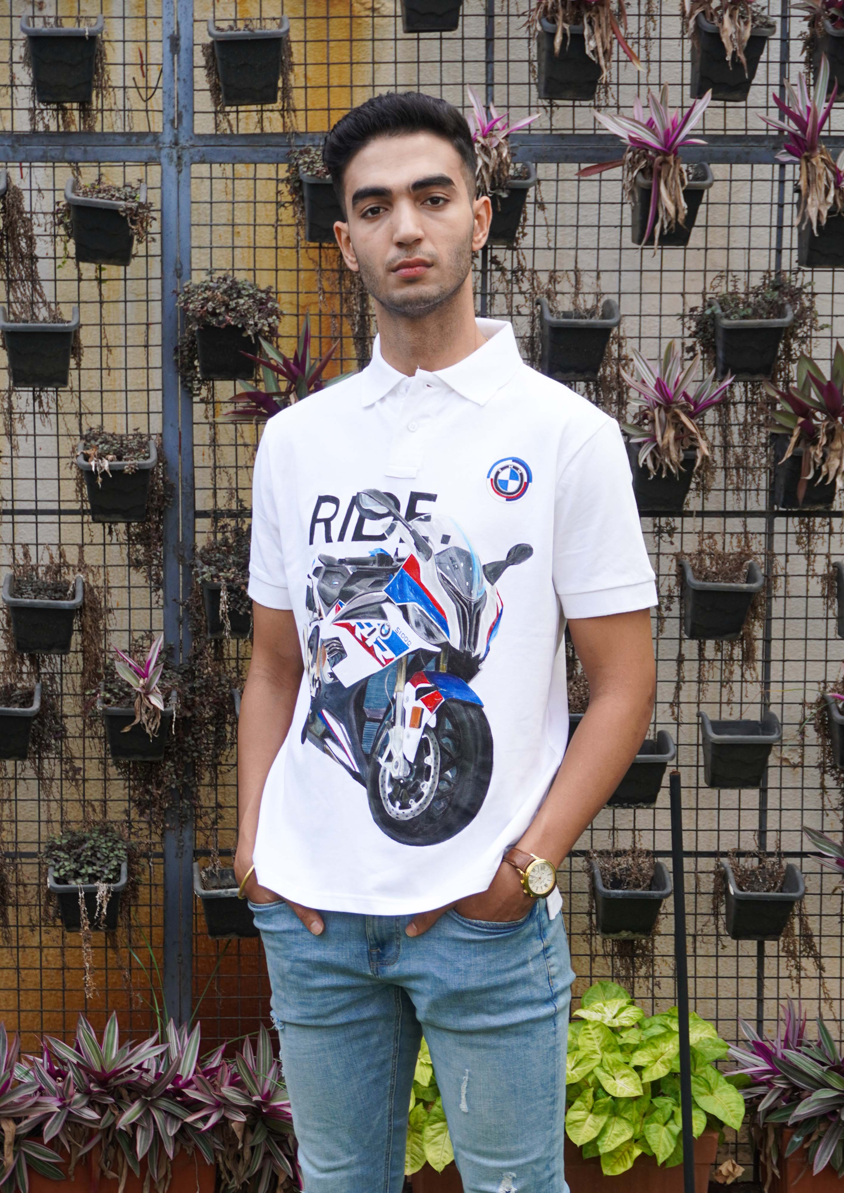 Elite Rider Motorbike Handpainted Polo T-shirt