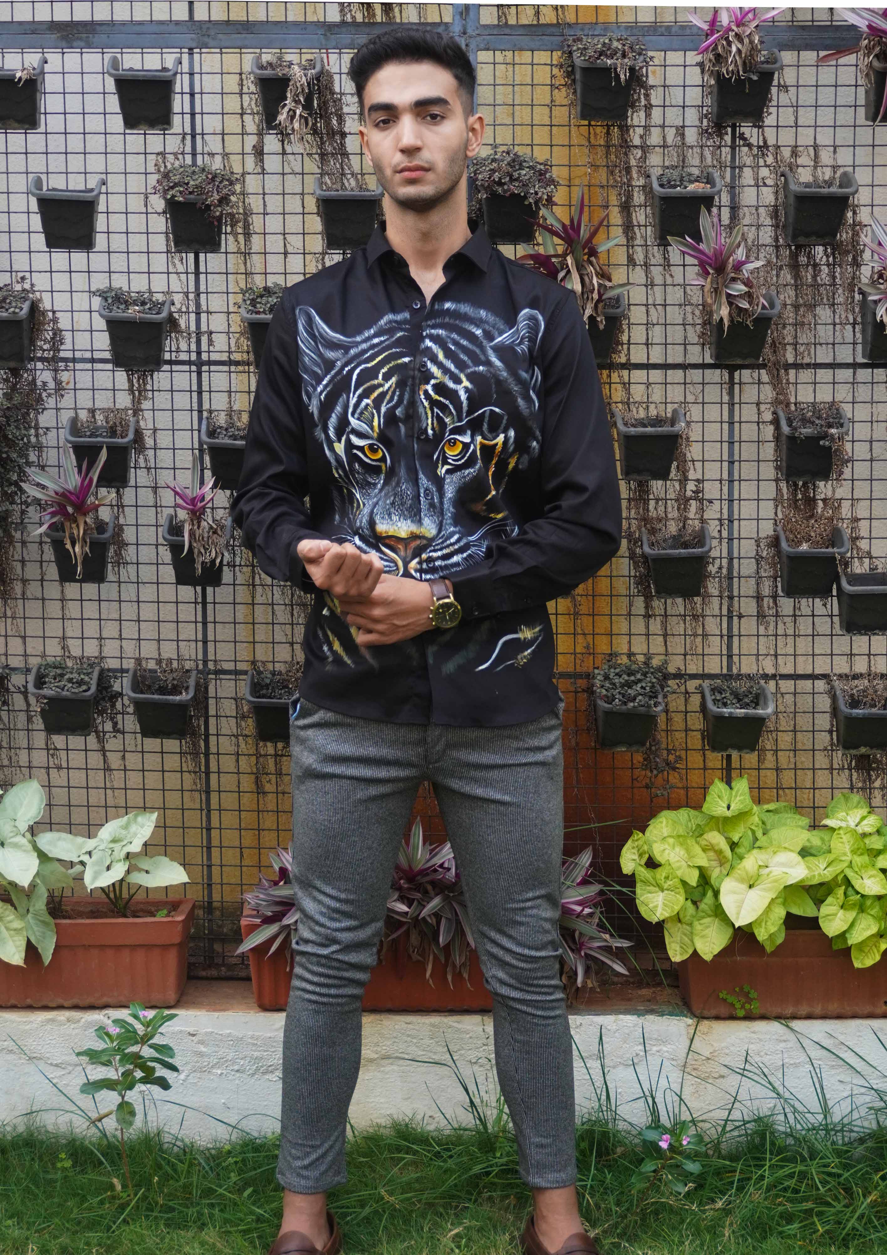 Golden Tiger Handpainted Shirt