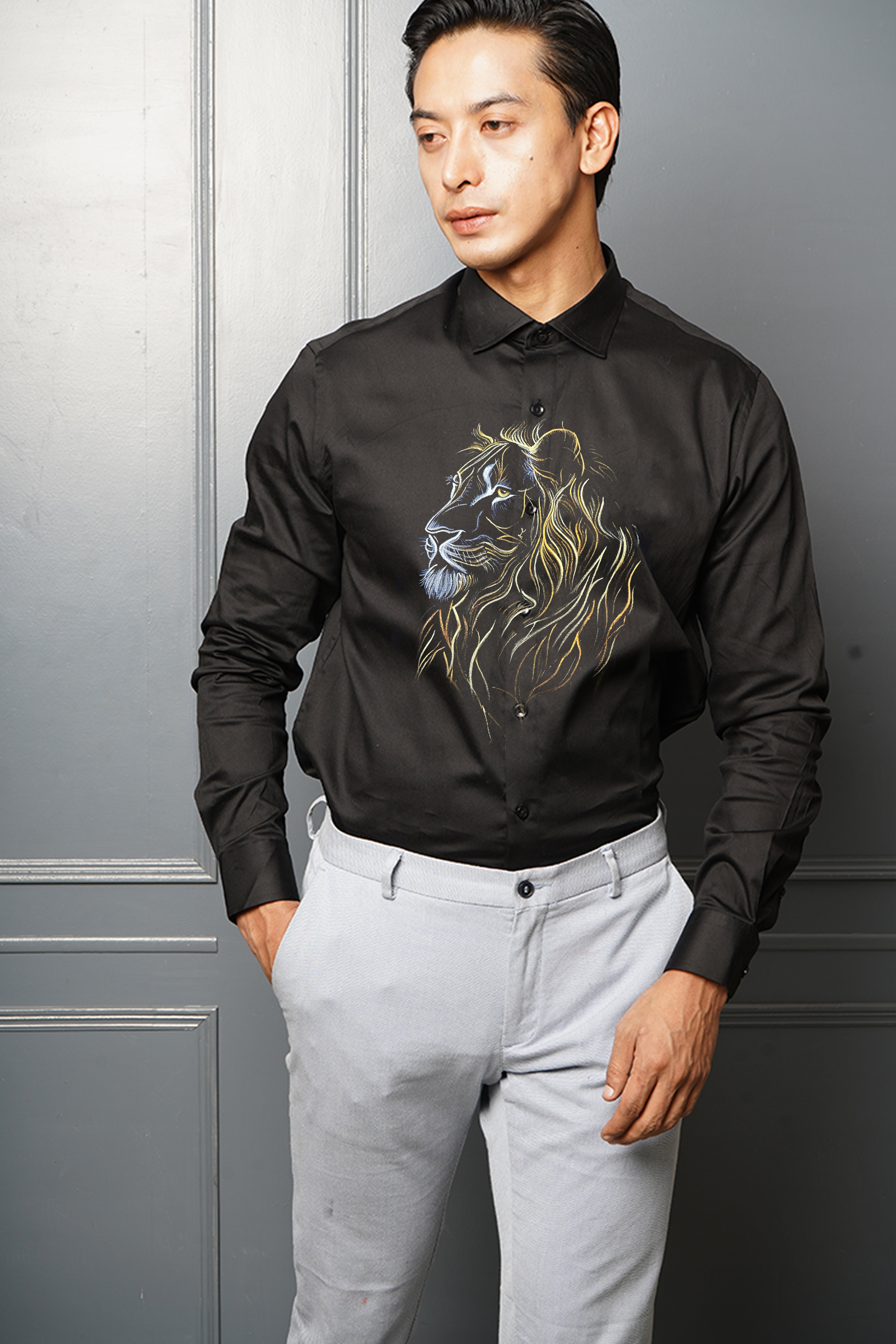 Fierce Lion Handpainted Shirt