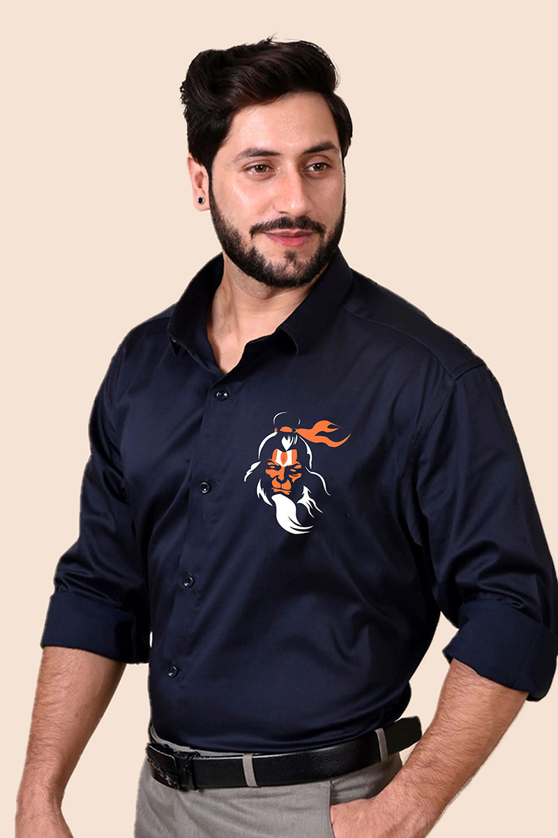 Kesari Nandan Navy Handpainted Shirt