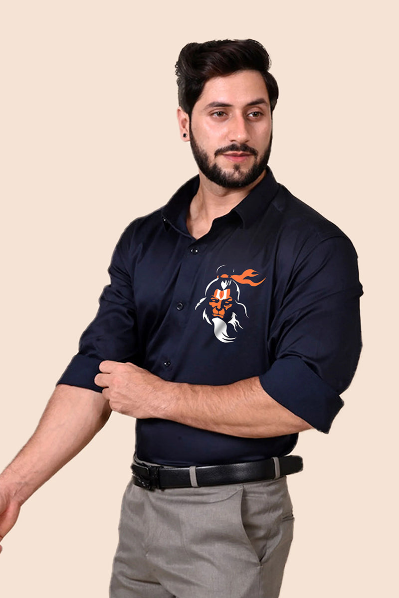 Kesari Nandan Navy Handpainted Shirt
