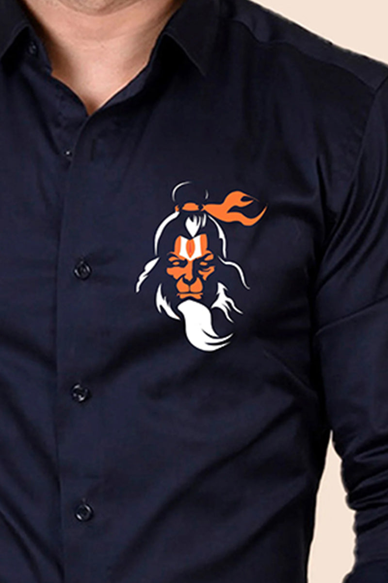 Kesari Nandan Navy Handpainted Shirt