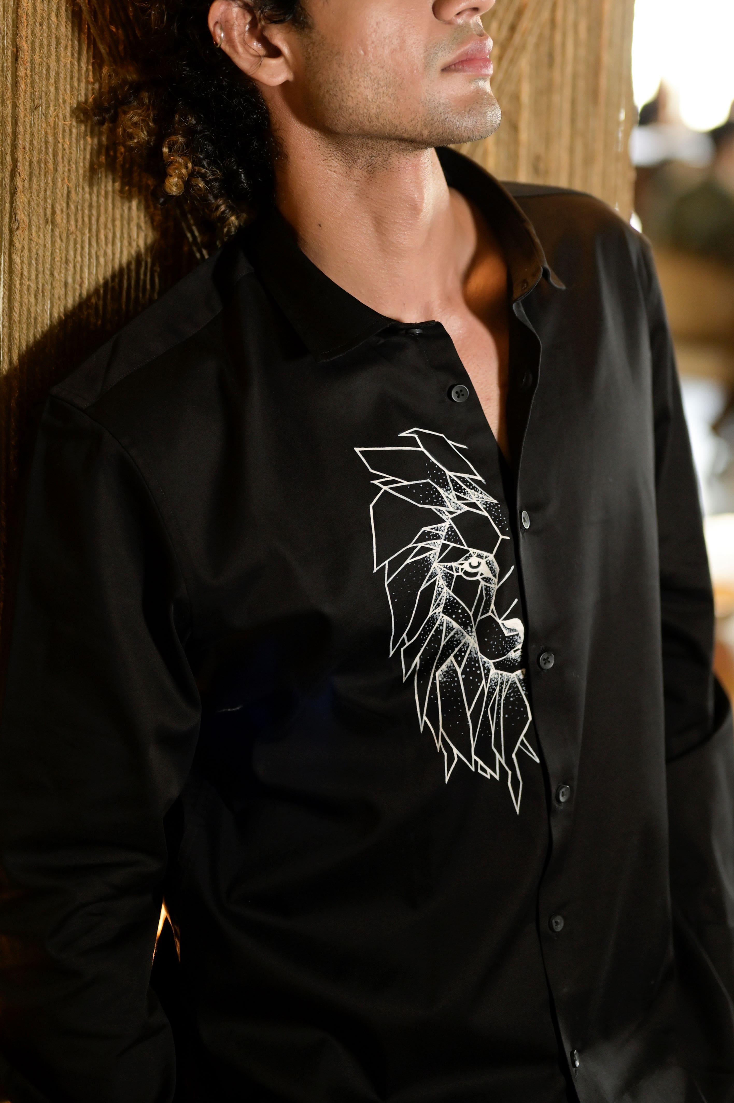 Lion On The Edge Handpainted Shirt