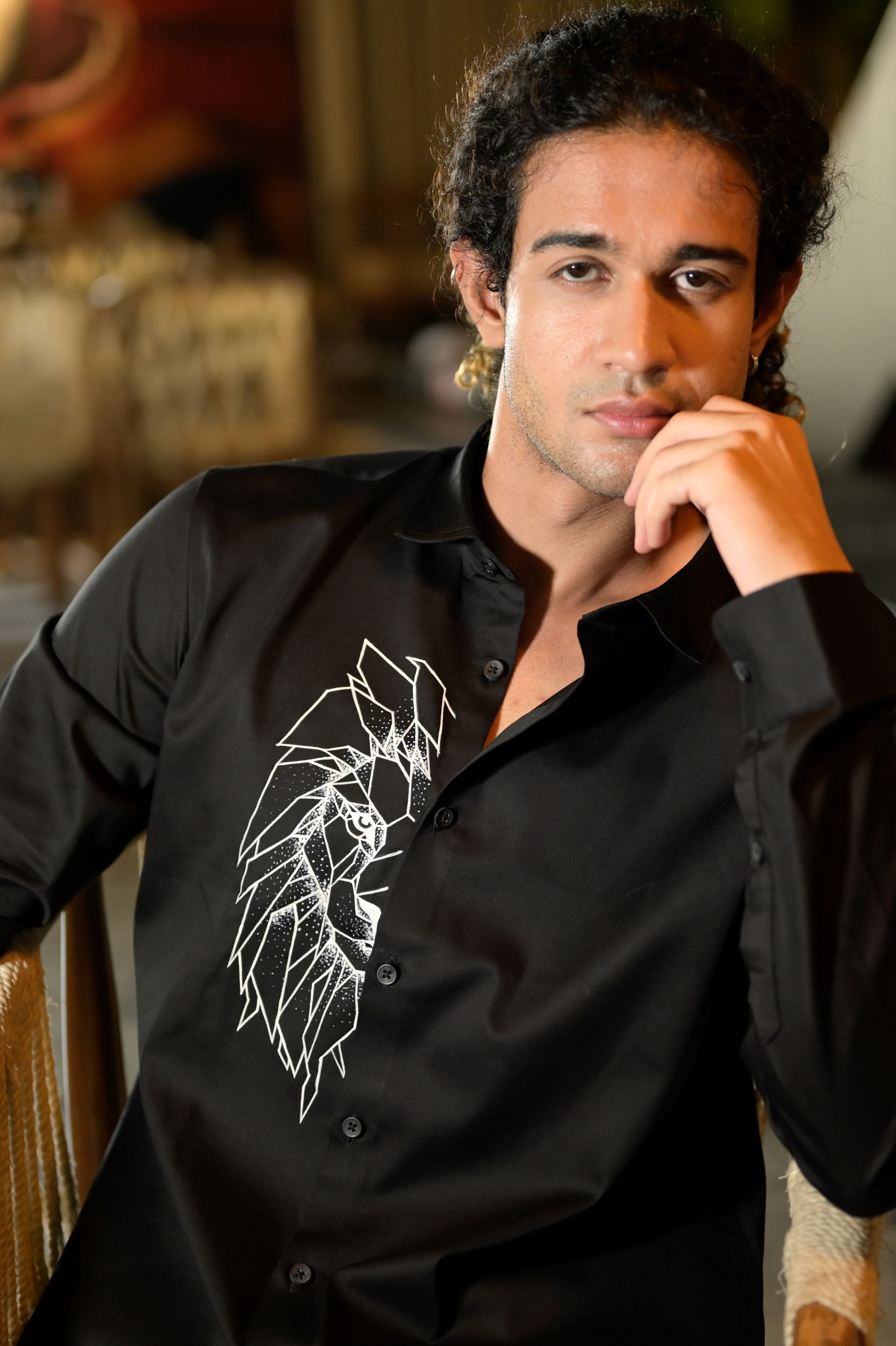 Lion On The Edge Handpainted Shirt