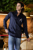 Onyx Navy Handpainted Shirt