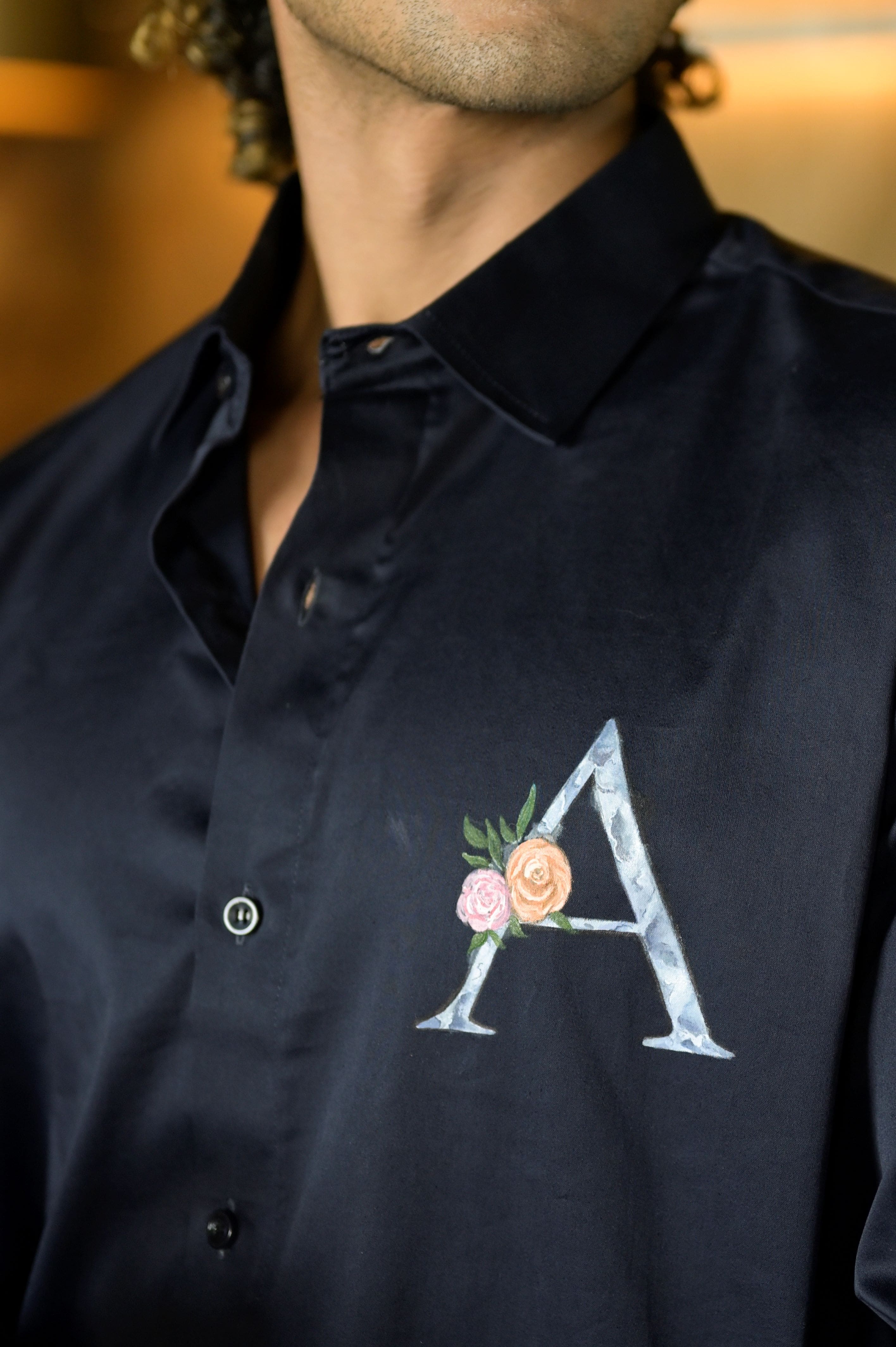 Onyx Navy Handpainted Shirt