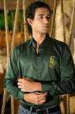 Floral Olive Handpainted Shirt