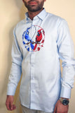Birds Of Yin Yang Light Blue Handpainted Shirt