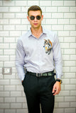 Tribal Wolf Grey Handpainted Shirt
