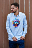 Vibrant Tiger Light Blue Handpainted Shirt