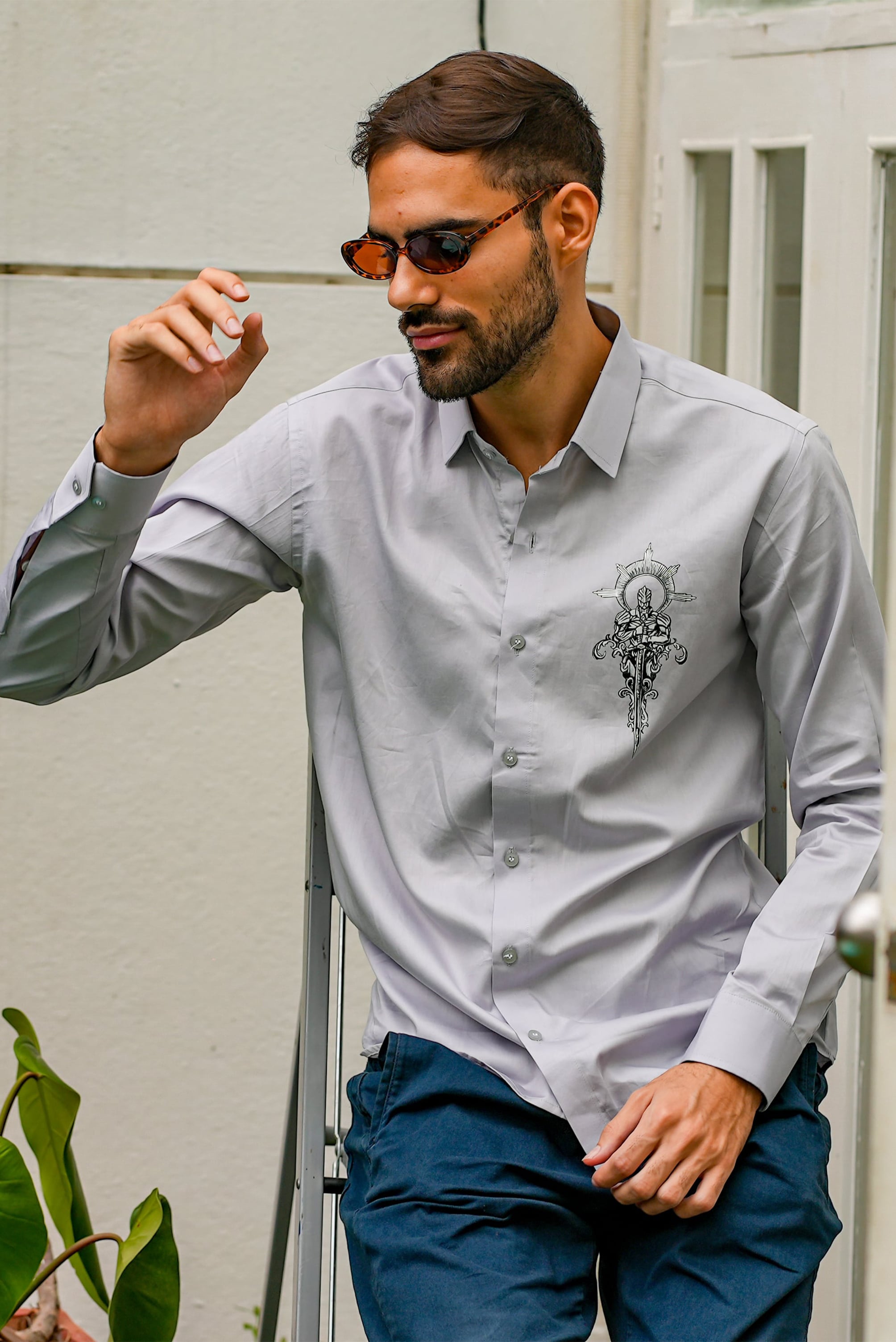 The Emperor Grey Handpainted Shirt