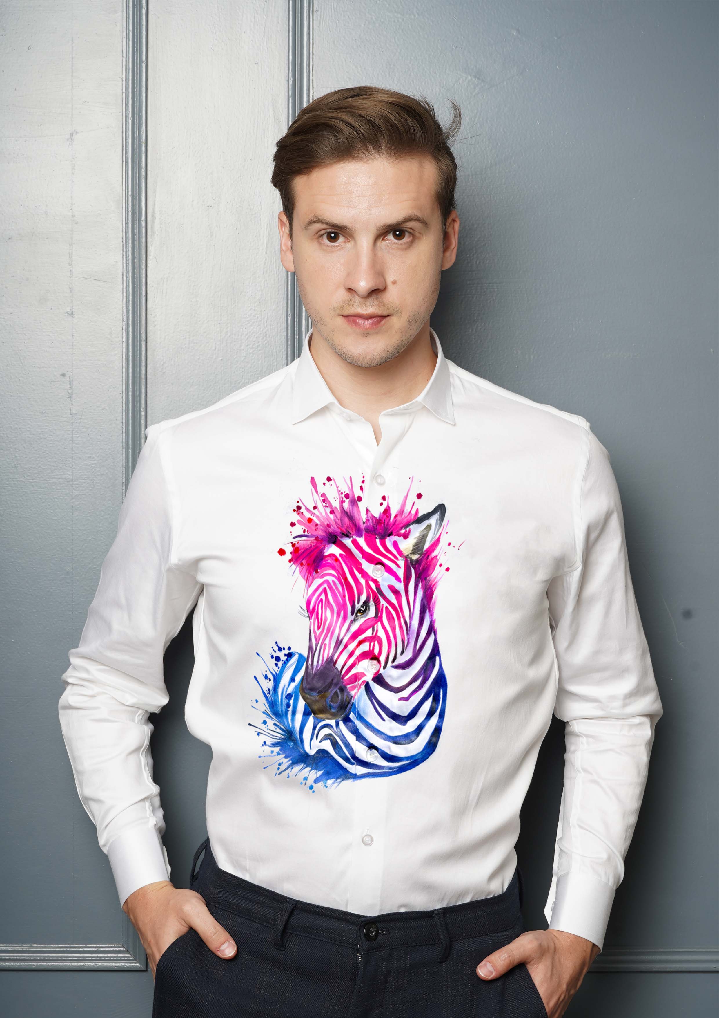 Vibrant Zebra Handpainted Shirt