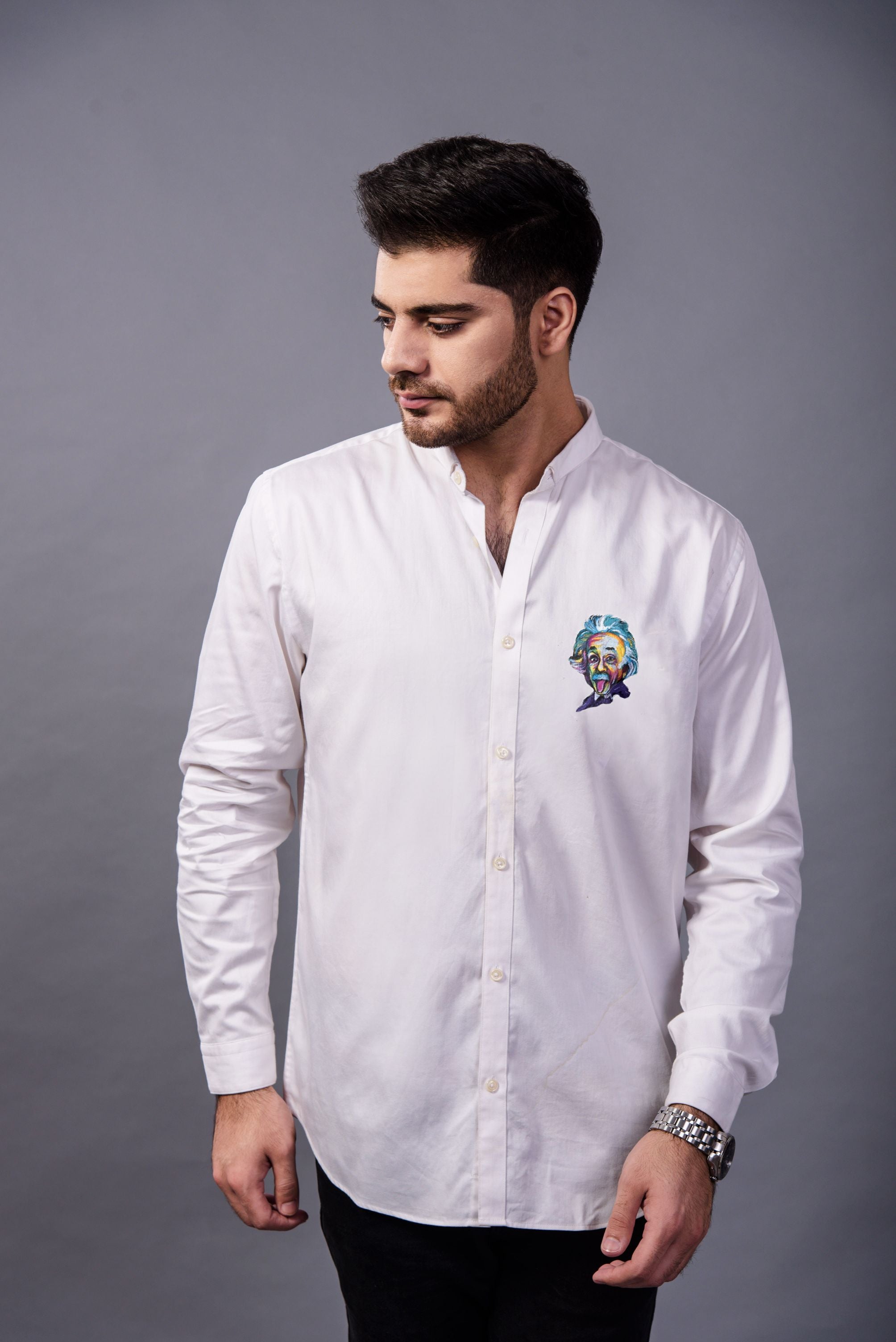 Einstein White Handpainted Shirt