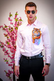 Prowling Tiger Pink Handpainted Shirt