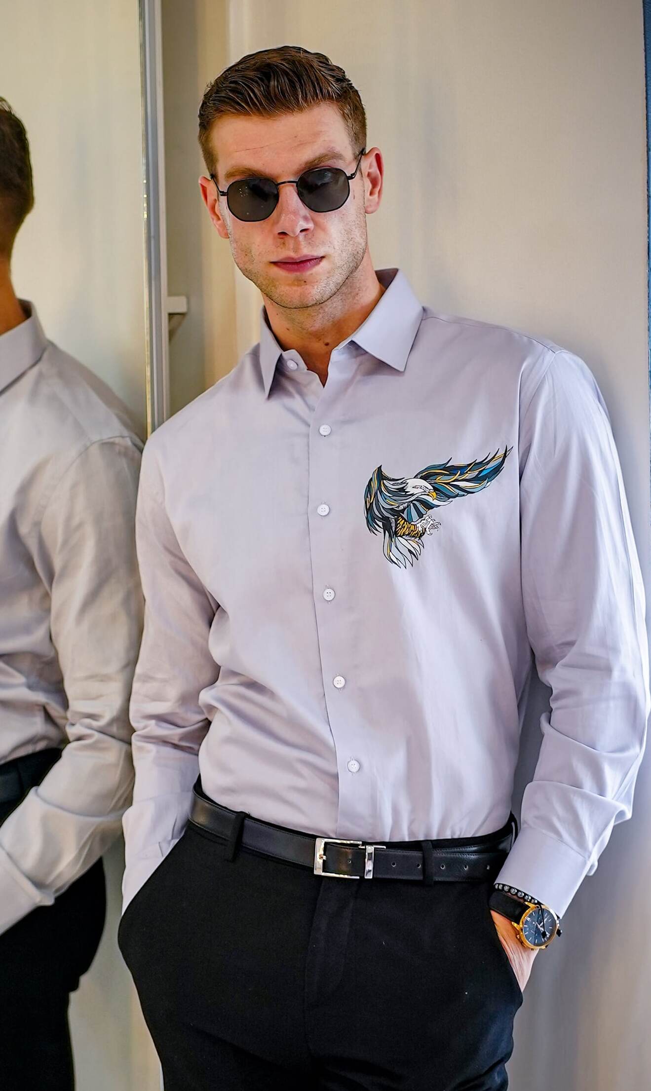 King Of The Skies Grey Handpainted Shirt