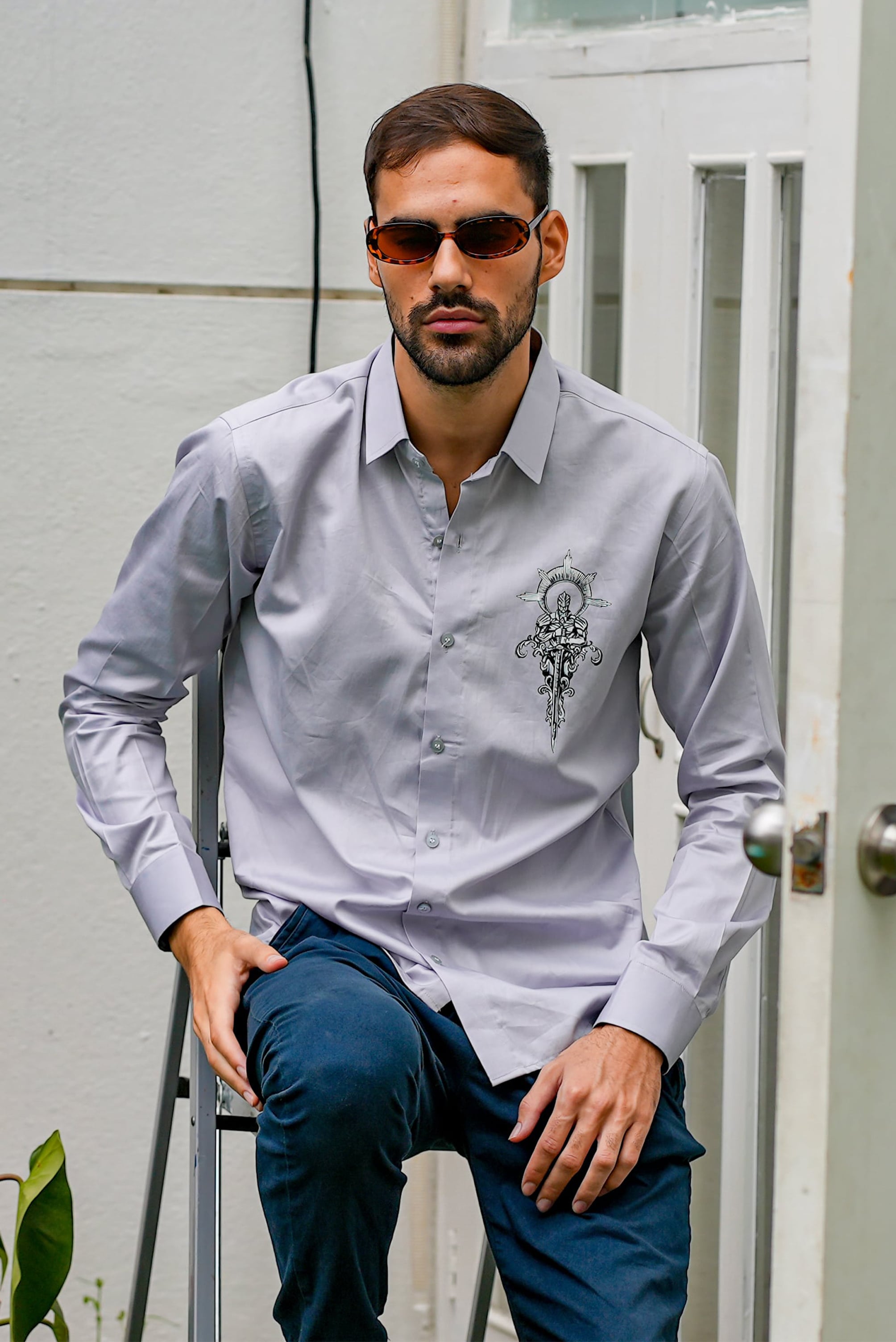 The Emperor Grey Handpainted Shirt