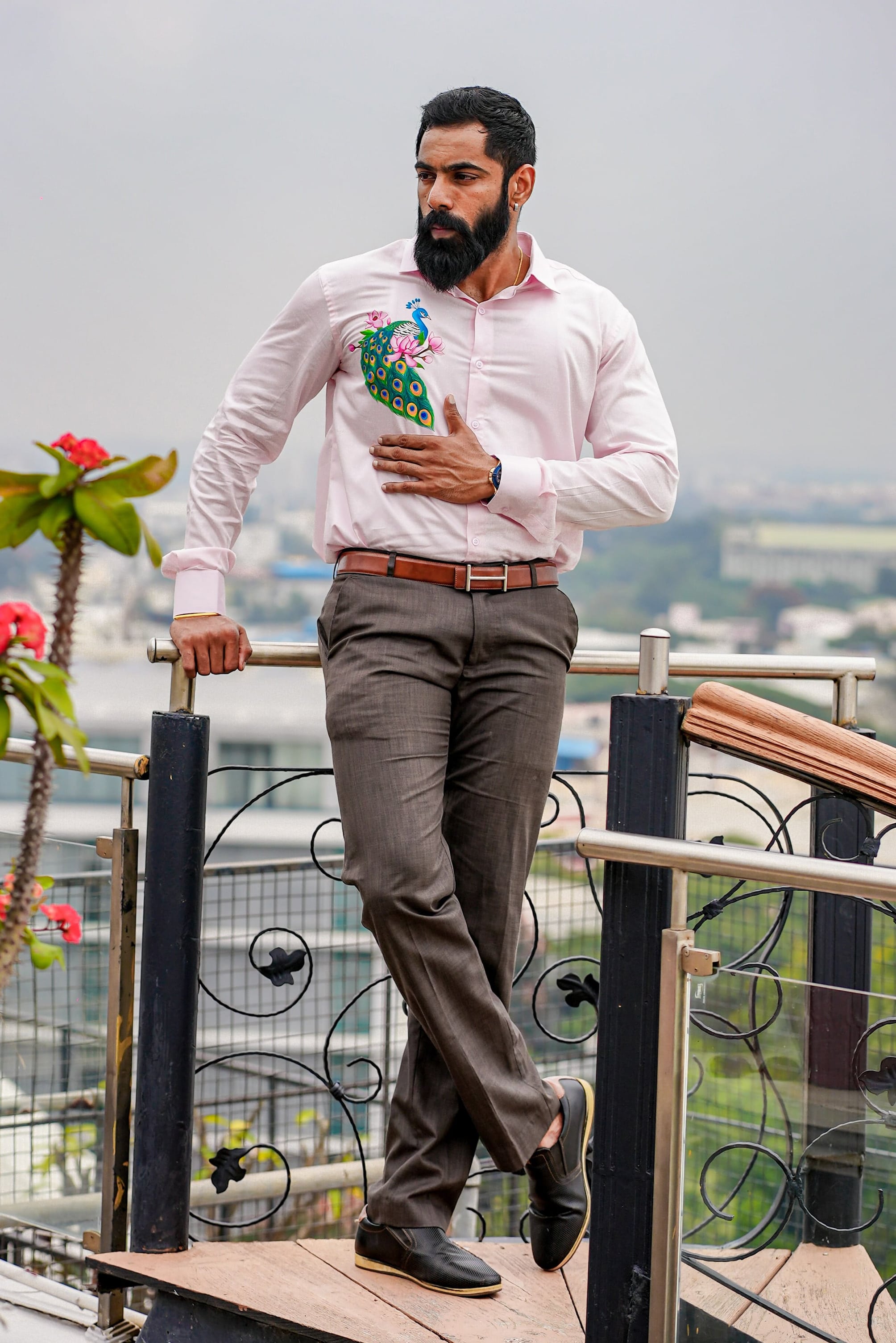 Mayur Pink Handpainted Shirt