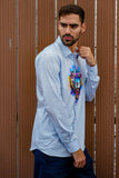 Vibrant Tiger Light Blue Handpainted Shirt