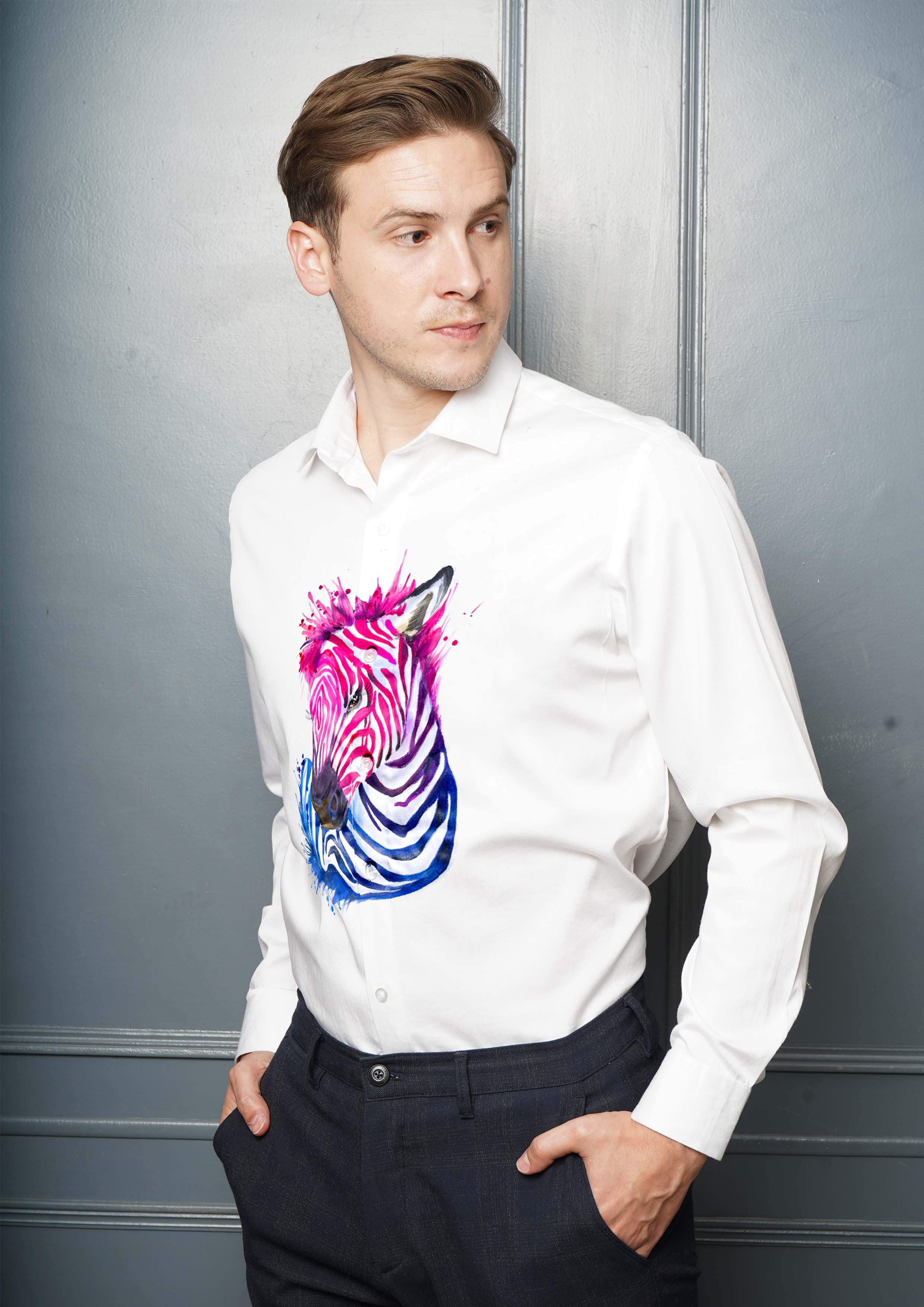 Vibrant Zebra Handpainted Shirt