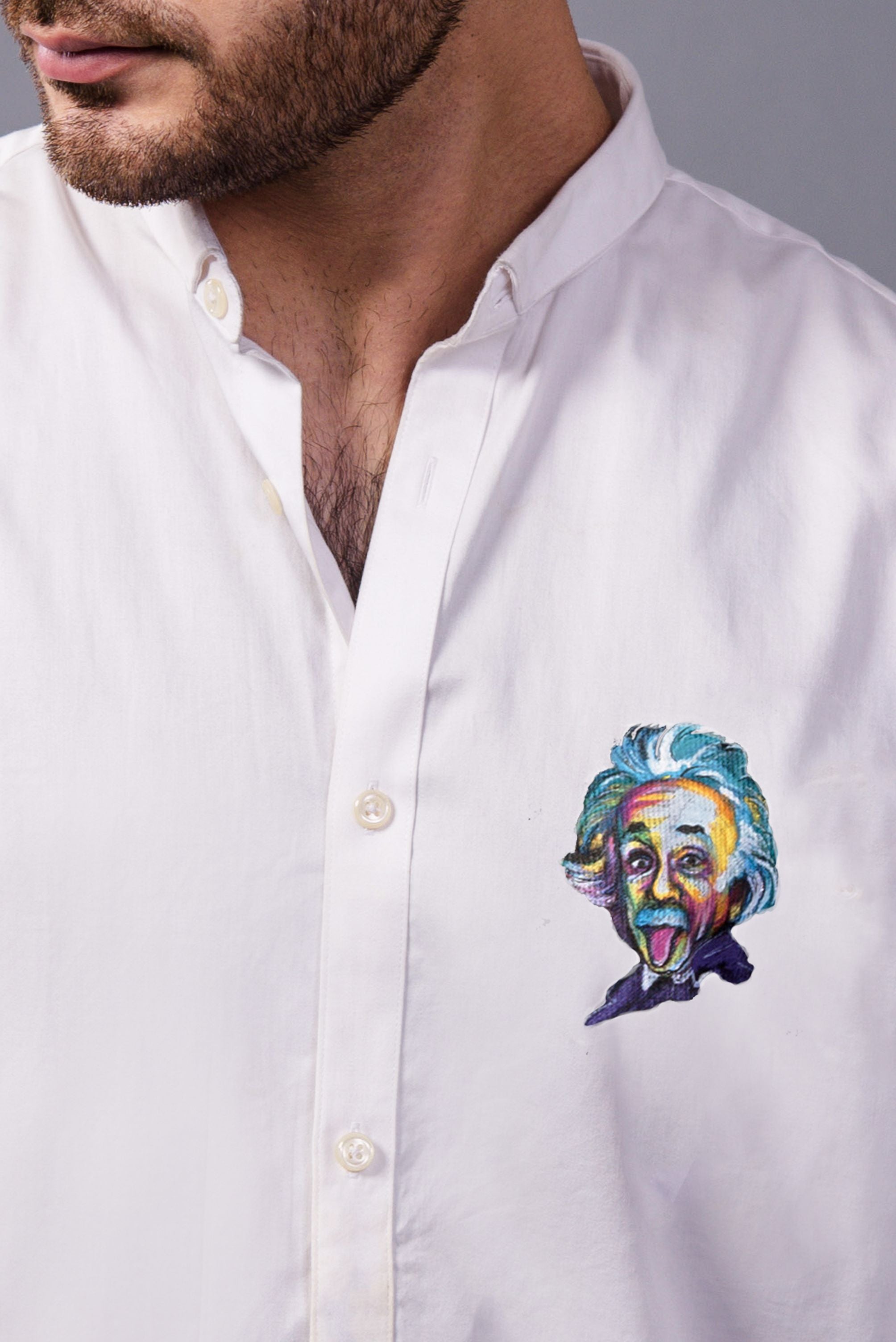 Einstein White Handpainted Shirt