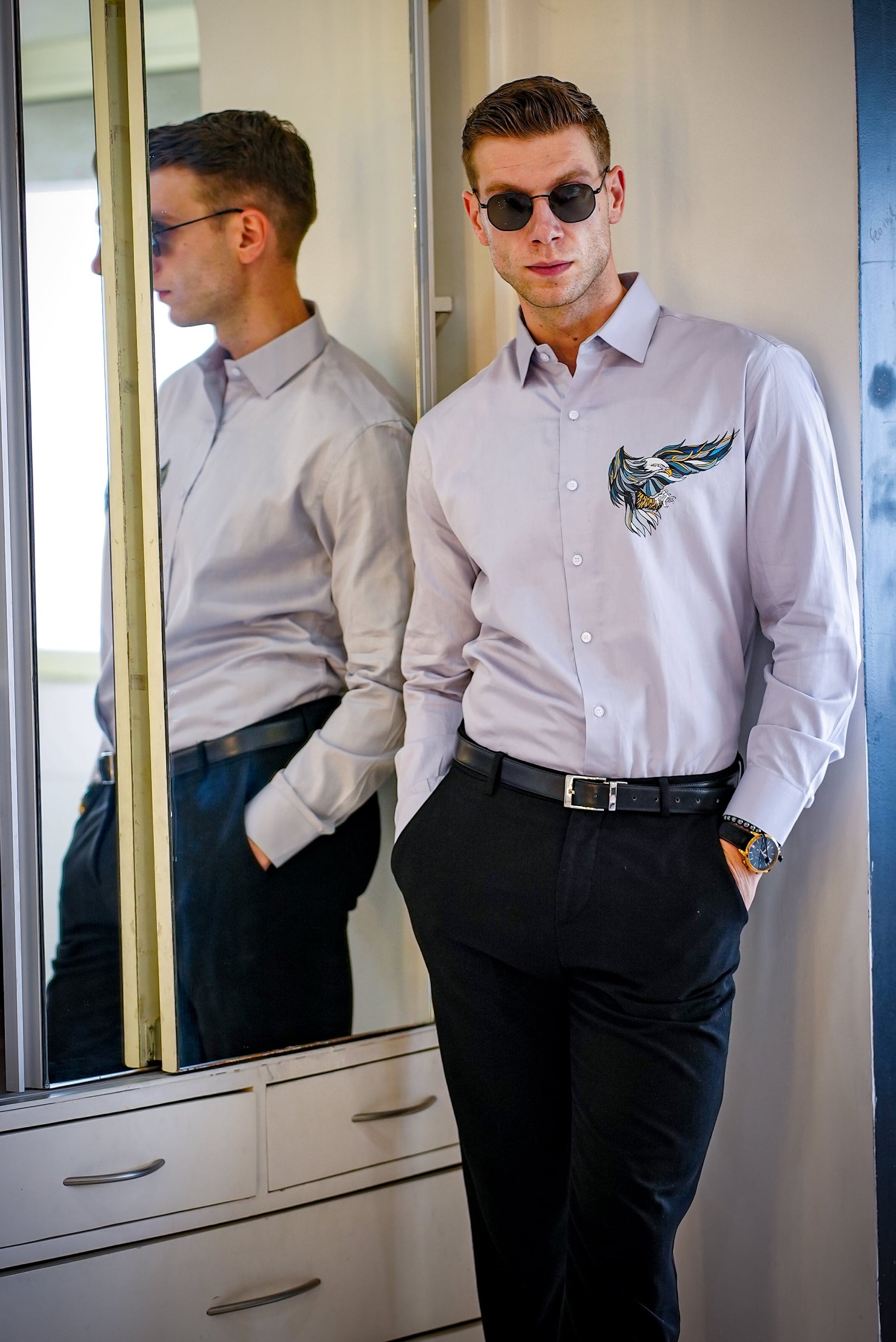 King Of The Skies Grey Handpainted Shirt