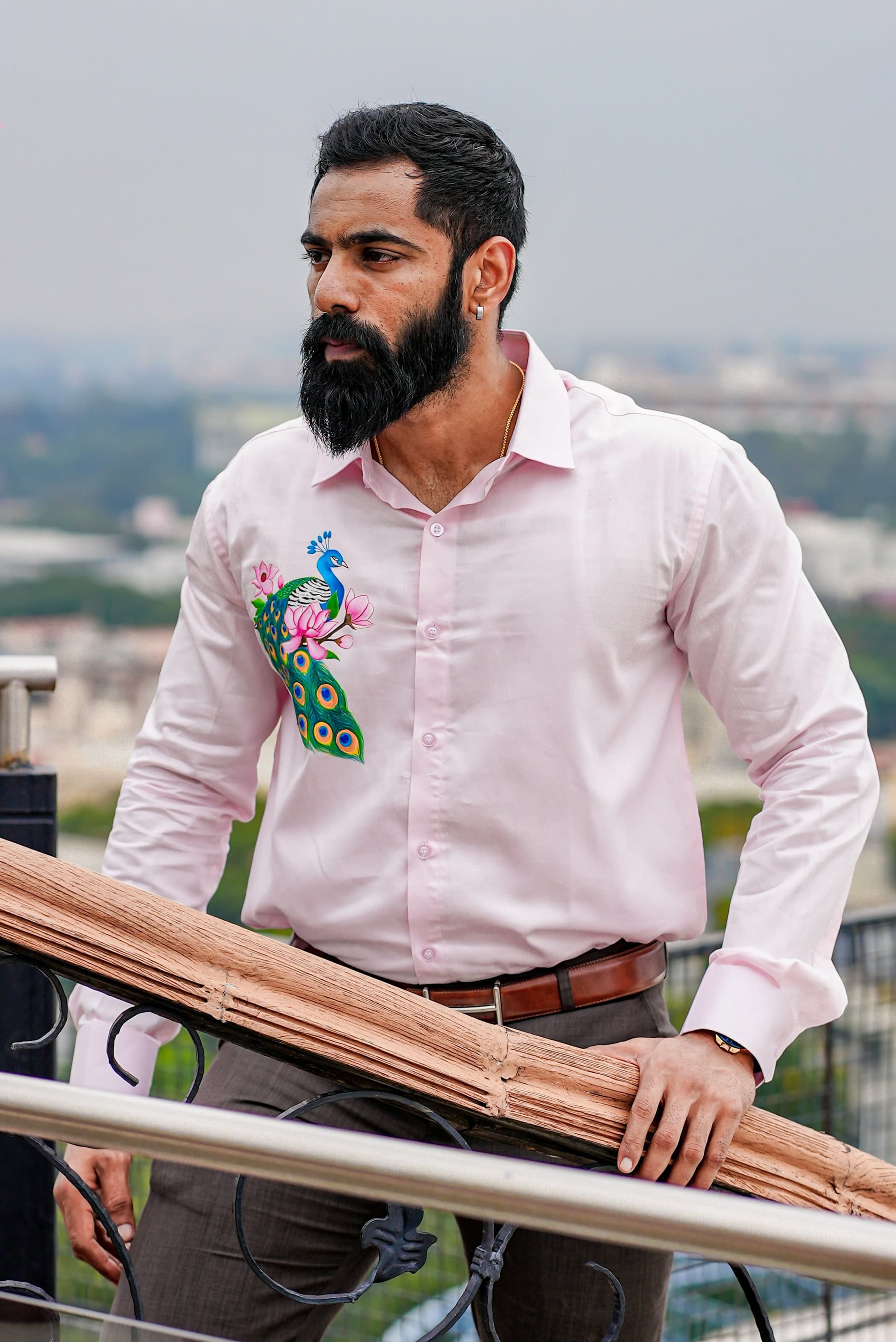 Mayur Pink Handpainted Shirt