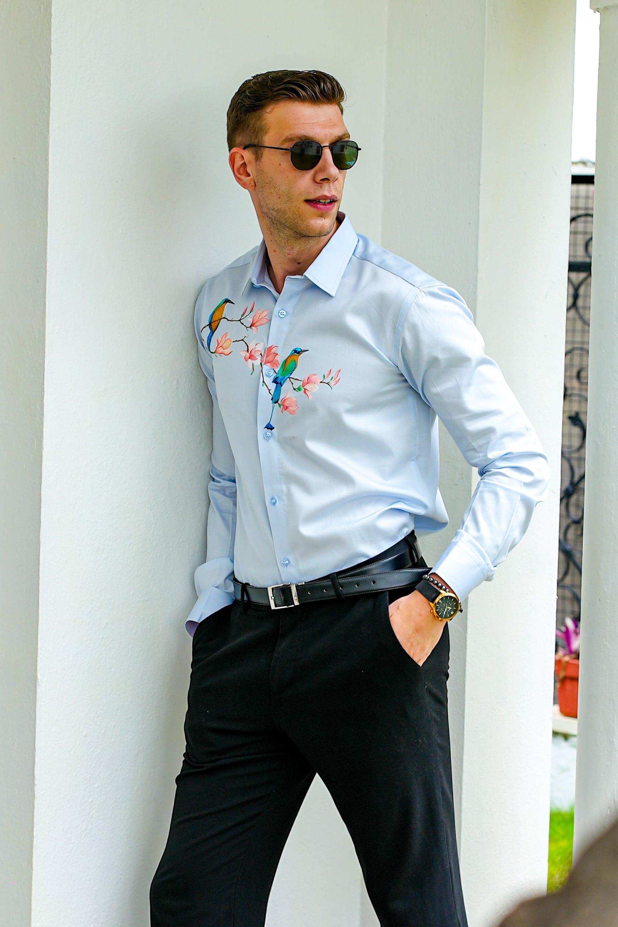 Robin Light Blue Handpainted Shirt