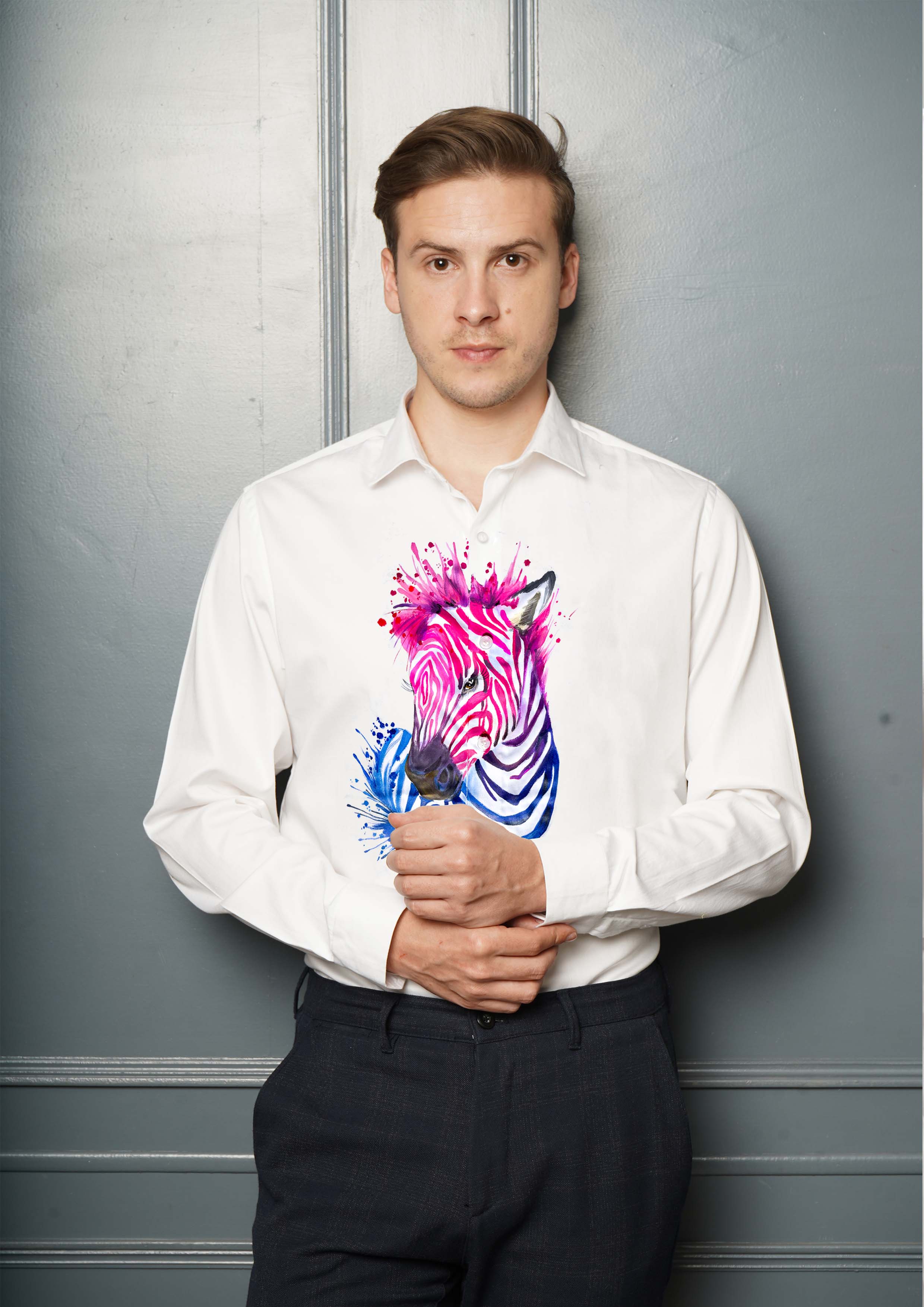 Vibrant Zebra Handpainted Shirt