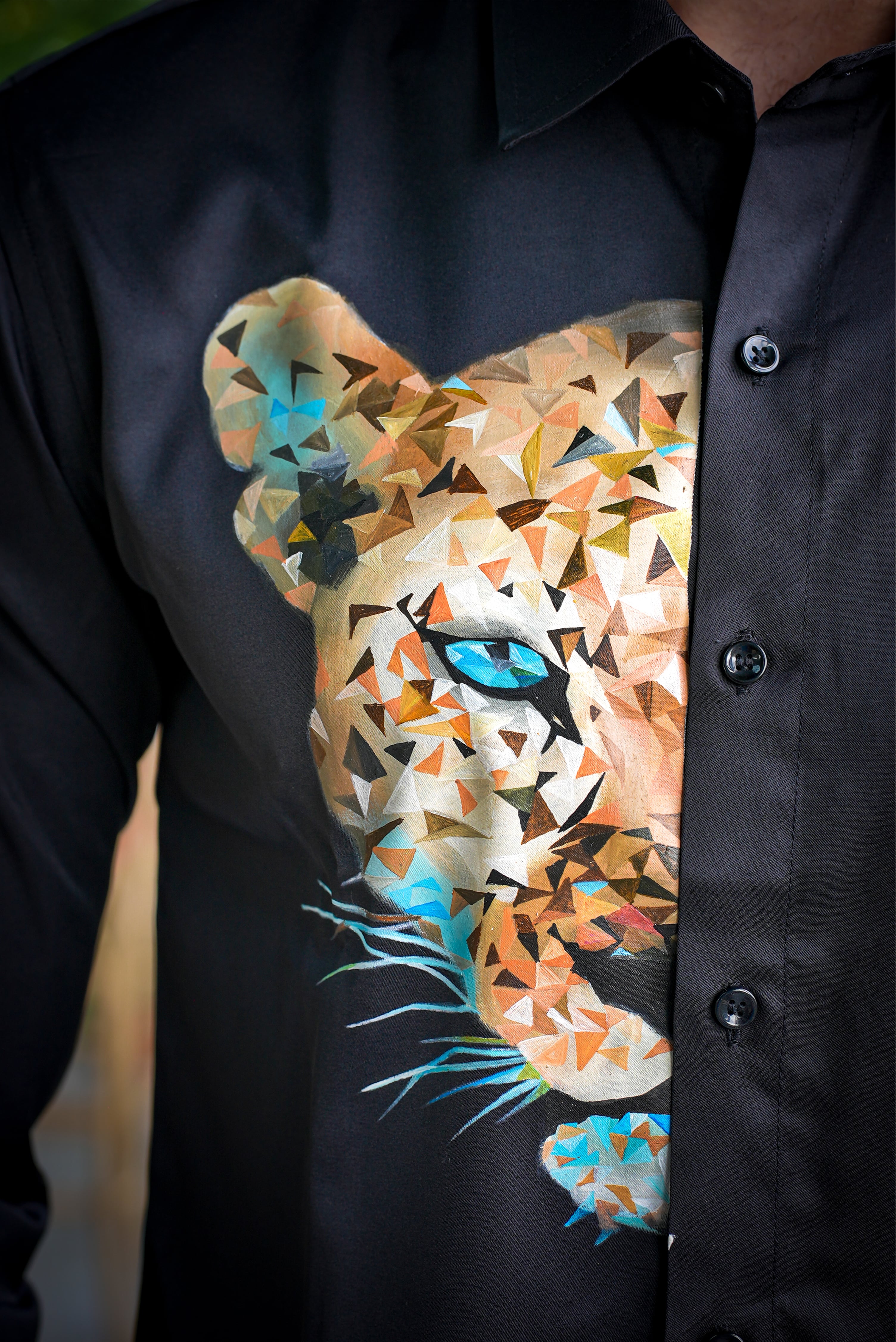 Cubic Cheetah Handpainted Shirt