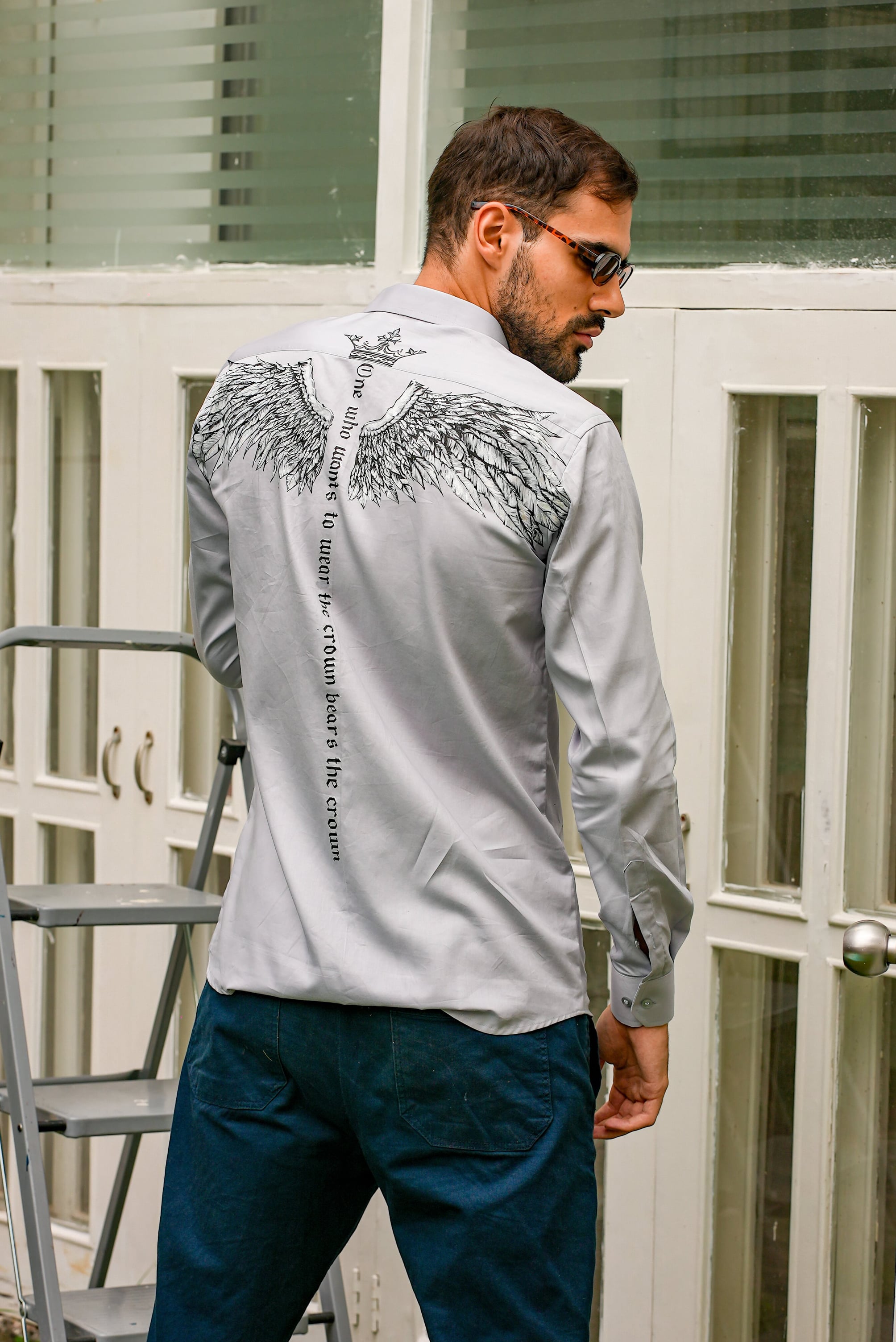 The Emperor Grey Handpainted Shirt