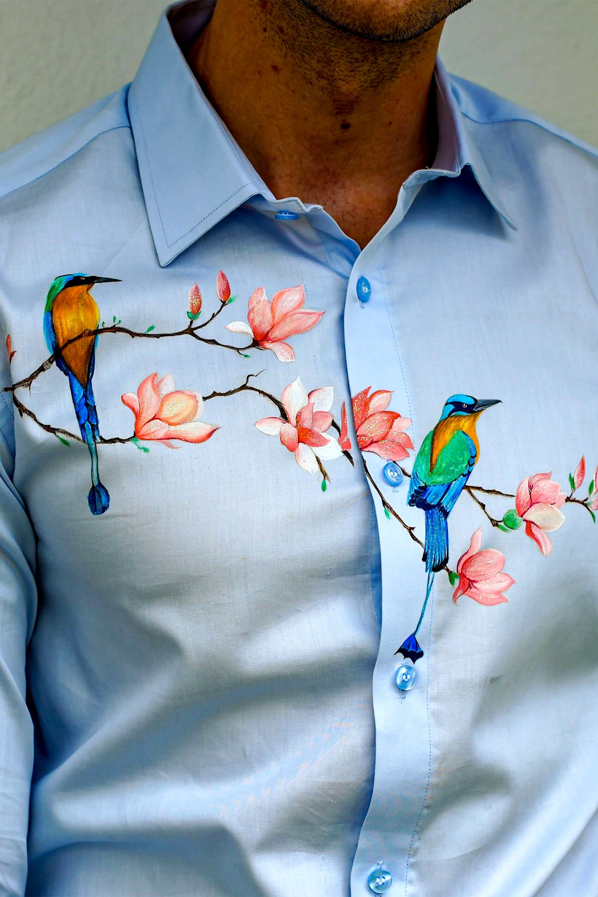 Robin Light Blue Handpainted Shirt