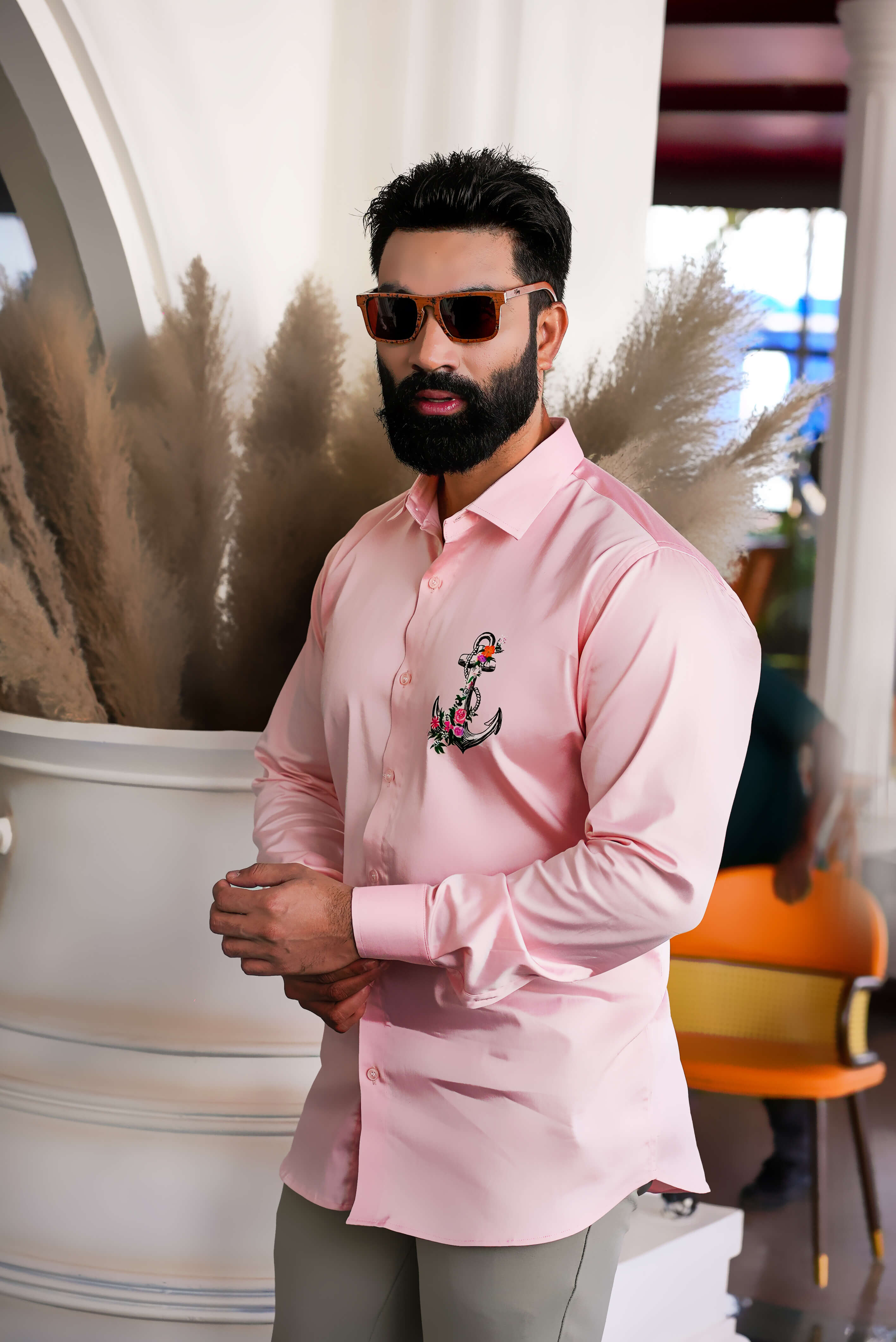 Anchor Of Faith Peach Handpainted Shirt