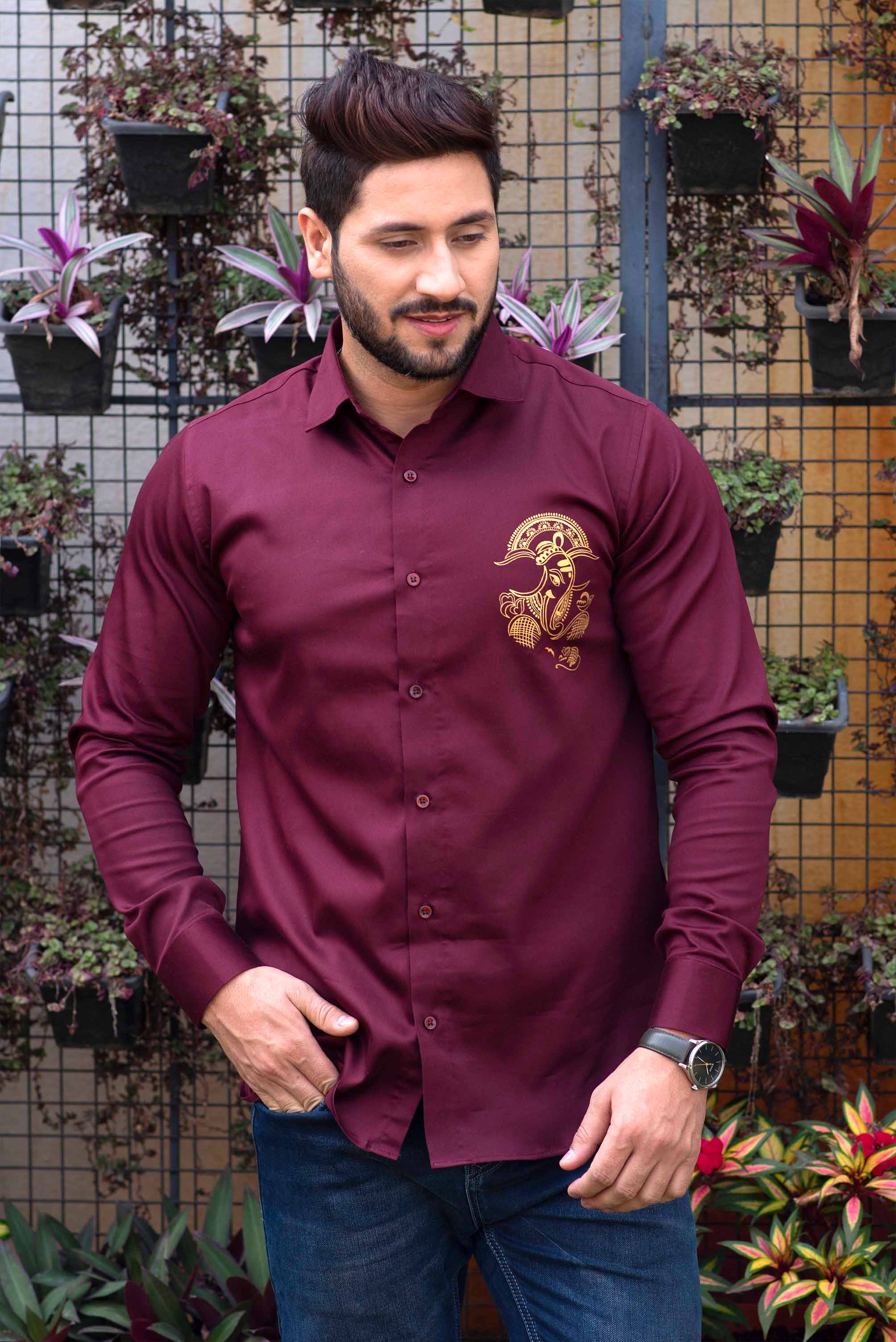 Vighnaharta Ganesha Handpainted Shirt