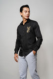 Golden Stag Black Handpainted Shirt