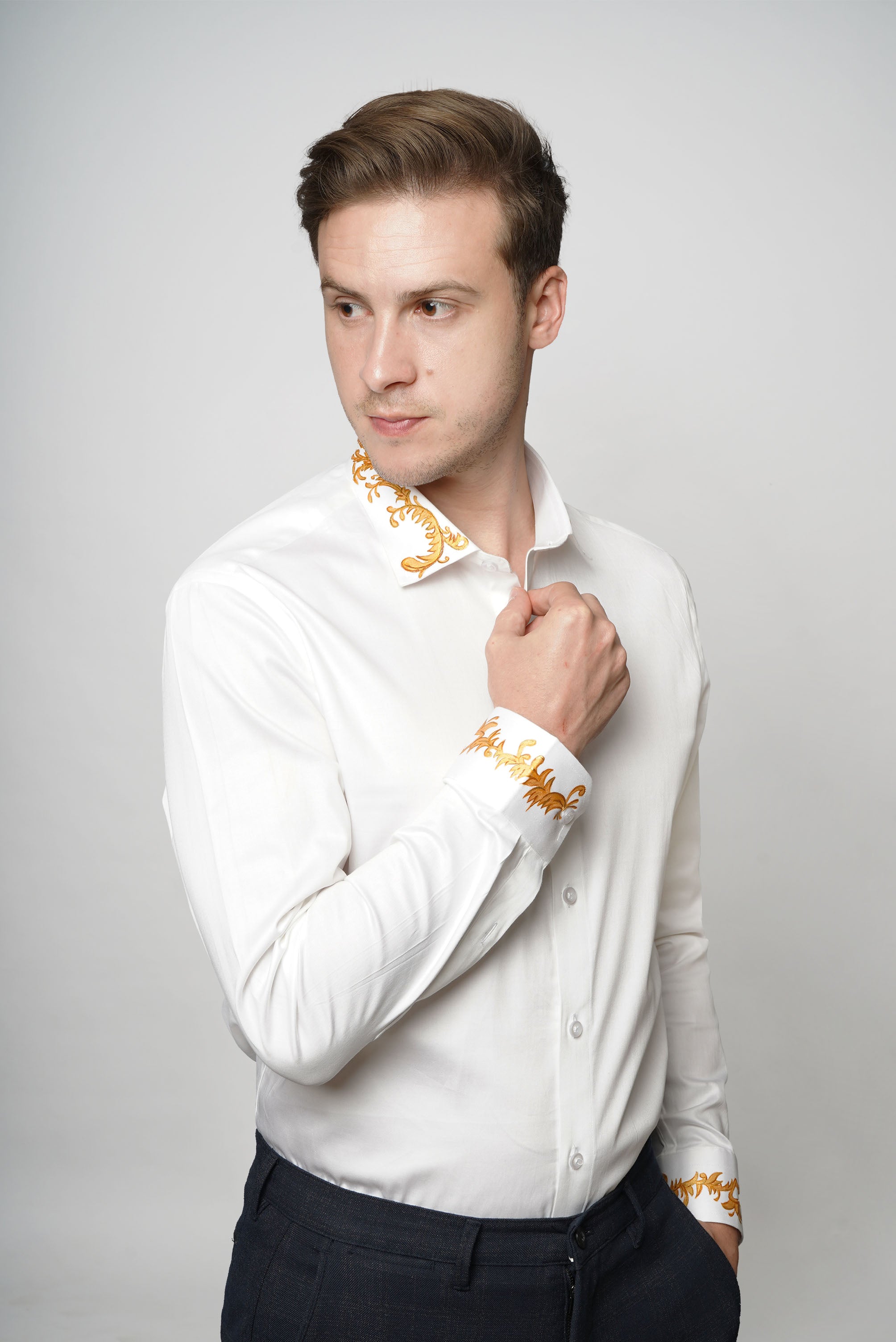 Innocent X White Handpainted Cotton Shirt