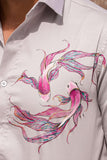 Koi Grey Handpainted Shirt