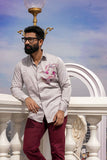 Koi Grey Handpainted Shirt
