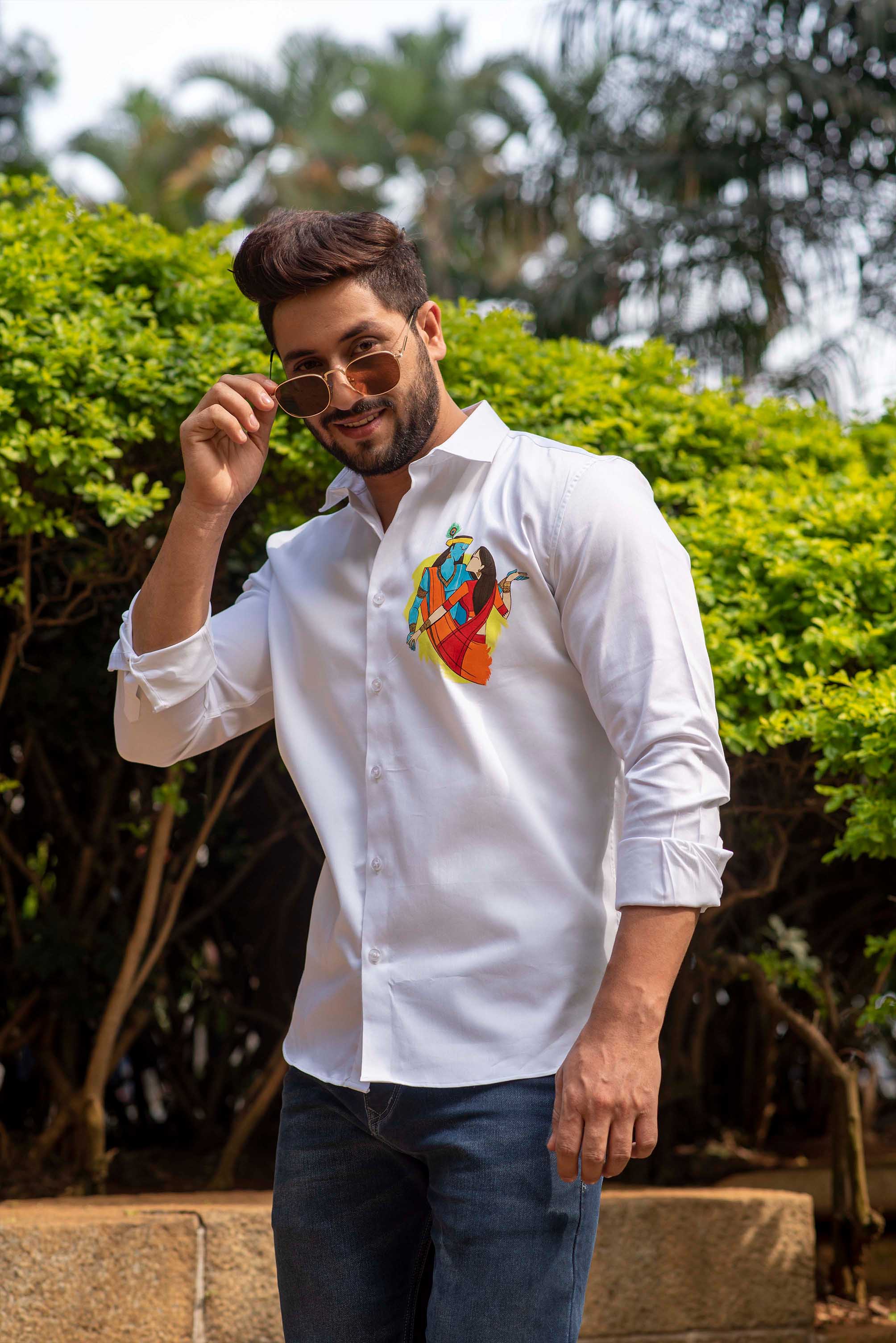 Radhe Krishna Handpainted Shirt