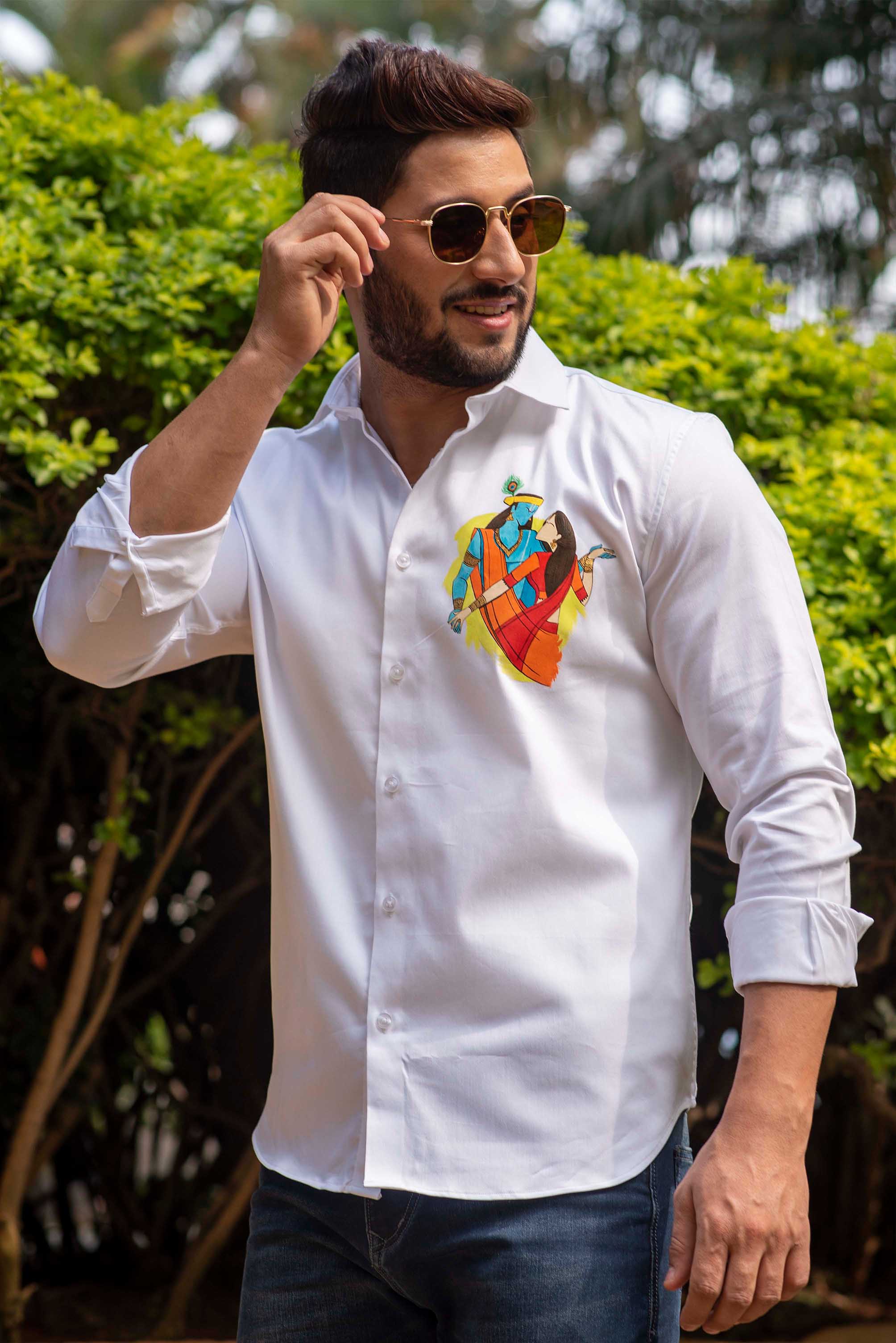 Radhe Krishna Handpainted Shirt