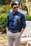 Shiva Navy Handpainted Shirt