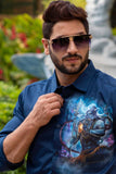 Shiva Navy Handpainted Shirt