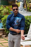 Shiva Navy Handpainted Shirt