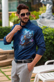 Shiva Navy Handpainted Shirt
