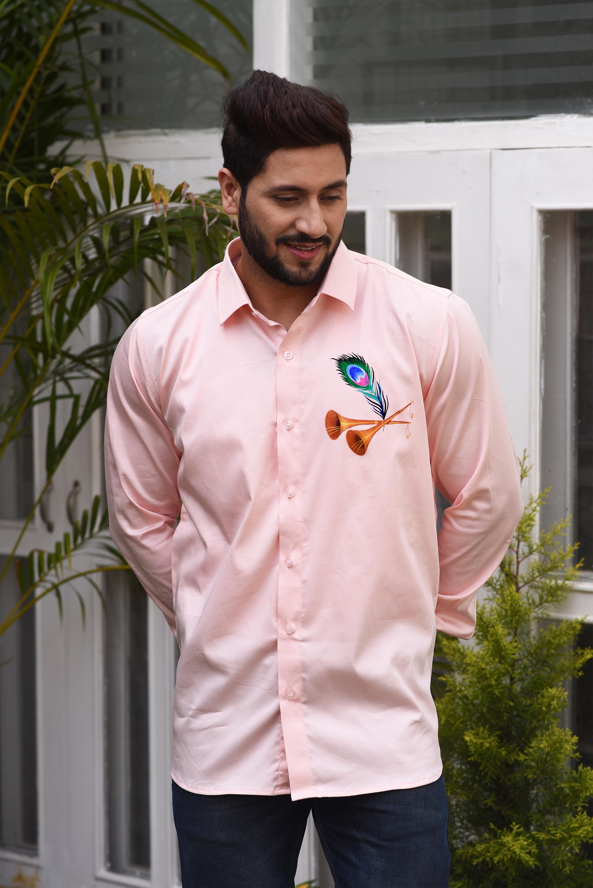 Subhaarambh Peach Handpainted Shirt