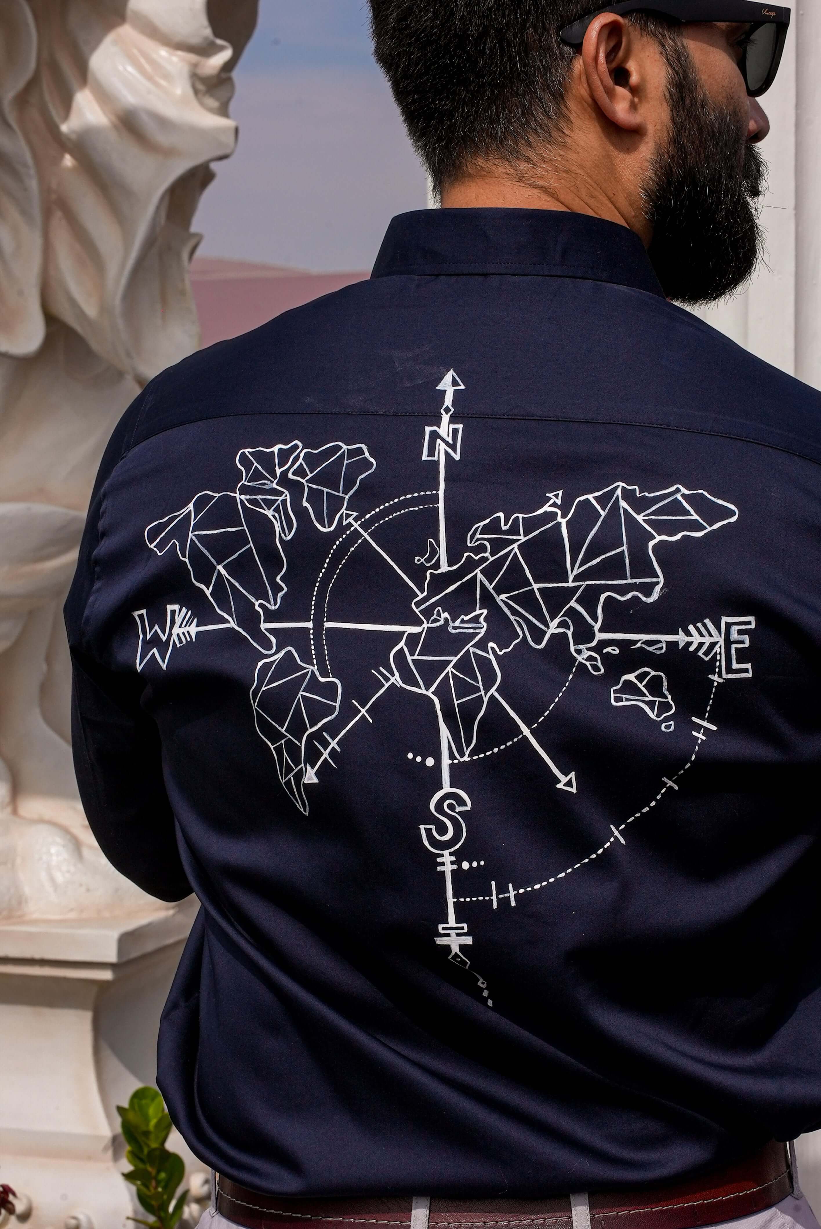 Seafarer Navy Handpainted Shirt