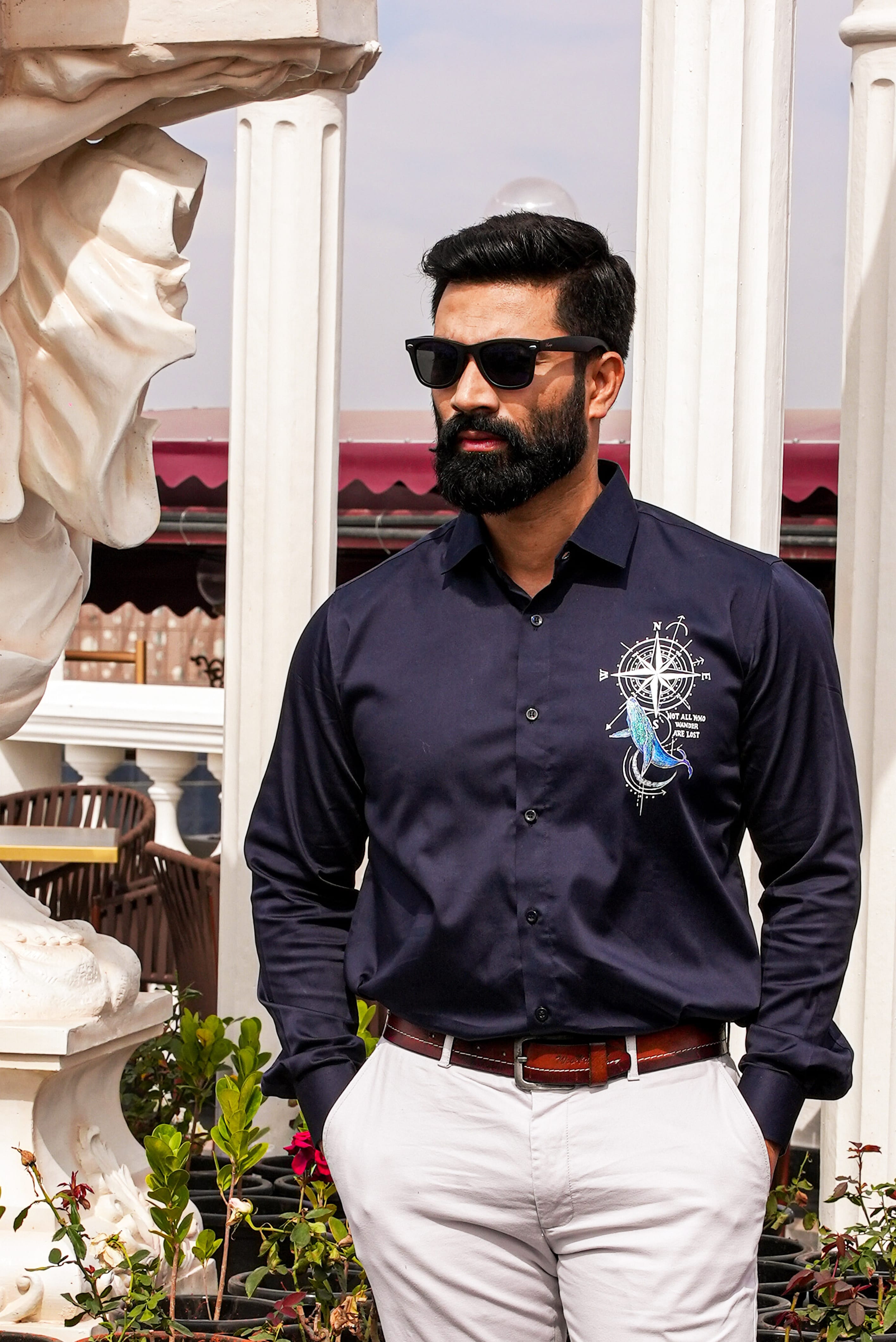 Seafarer Navy Handpainted Shirt