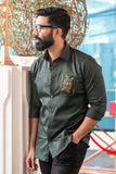 Baazigar Olive Handpainted Shirt